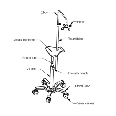 Rolling Stand Trolley Medical Trolley YXAA-AX-001 Hospital Trolley Medical Mobile Anesthesia Trolley