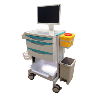 Modern Emergency Hospital Medical Equipment Laptop Doctor Workstation Bedside Computer General Patient Trolley